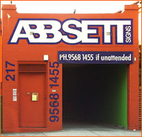 Abbsett signage shop front Leichhardt in the Inner West of Sydney